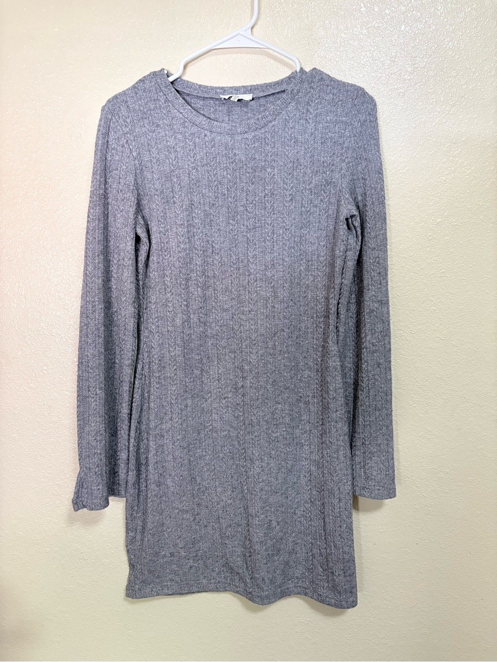 NSR Gray Cable-Knit Midi Dress